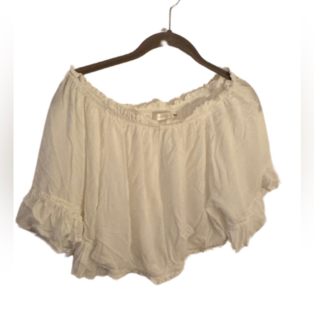 White Ruffled Puff Sleeve Crop Top